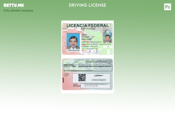 Шаблон за возачка дозвола од Мексико во модерен стил